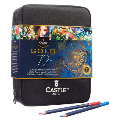 72 Piece Castle Gold Colored Pencil Set in Zip Up Case