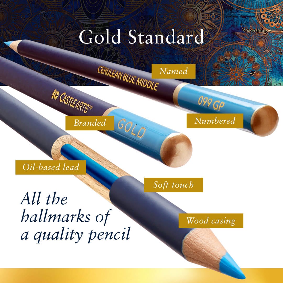 Castle Art Supplies Gold Standard 72 Colored Pencils Tin Set 