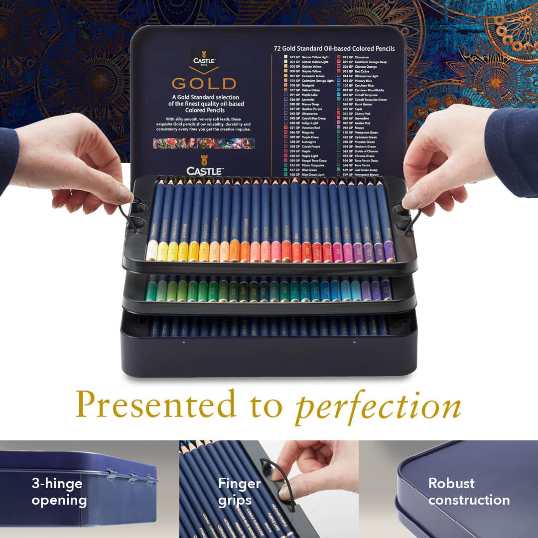Castle Art Supplies Gold Standard 72 Colored Pencils Set - Quality