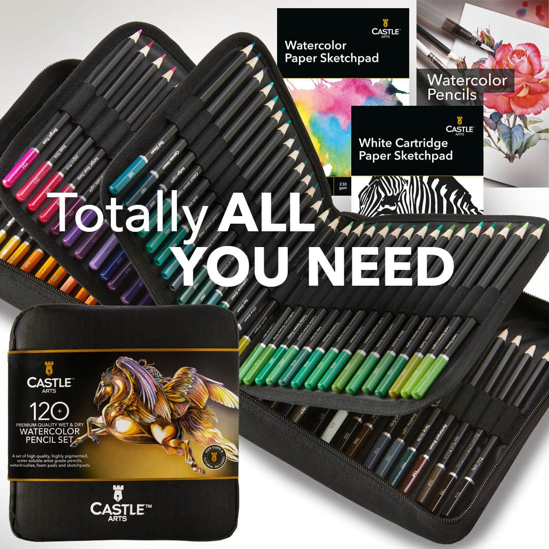 Castle Art Supplies 120 Colored Pencils Zip-Up Set perfect for all artists.  and