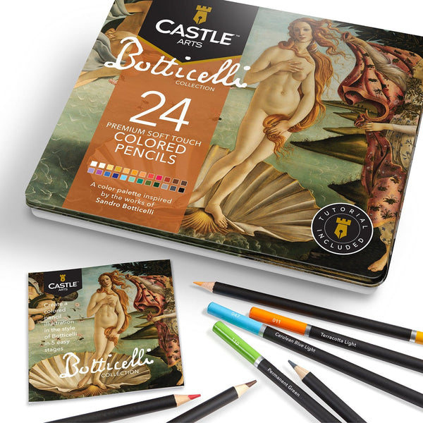 Castle Arts 24 Piece Botticelli Colored Pencil Set in Display Tin