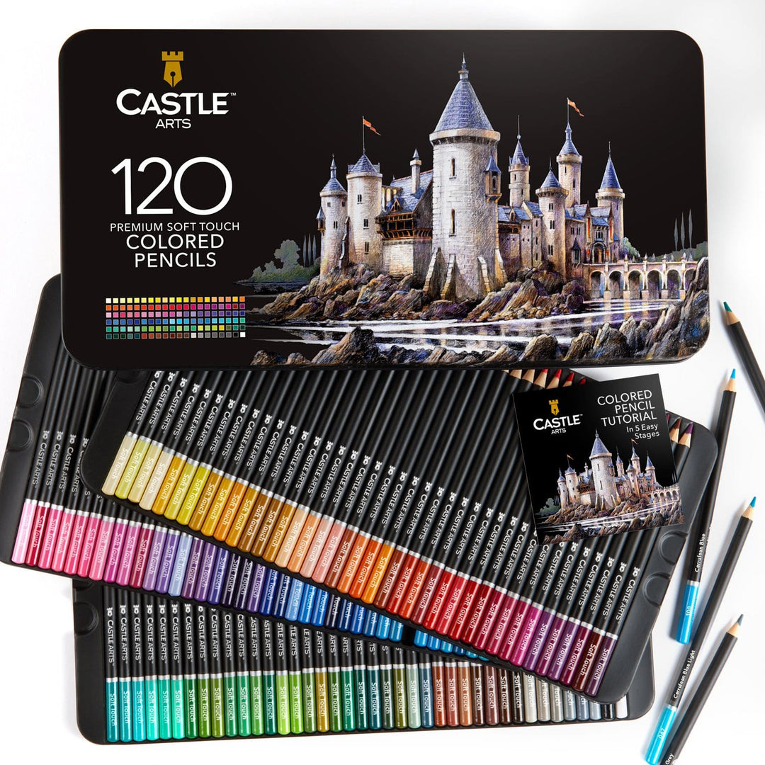 Castle Arts Themed 24 Colored Pencil Set in Tin Box Perfect Colors for ‘Botanical’ Art. Featuring Quality Smooth Colored Cores Superior