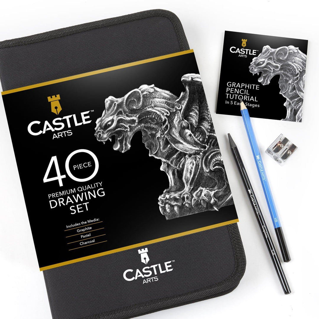 Castle Arts 40 Piece Drawing and Sketching Graphite Pencil Art Set in Zip  Up Case – Castle Arts USA