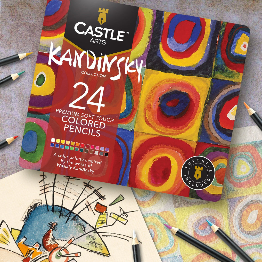 Castle Arts 24 Piece Kandinsky Colored Pencil Set in Display Tin