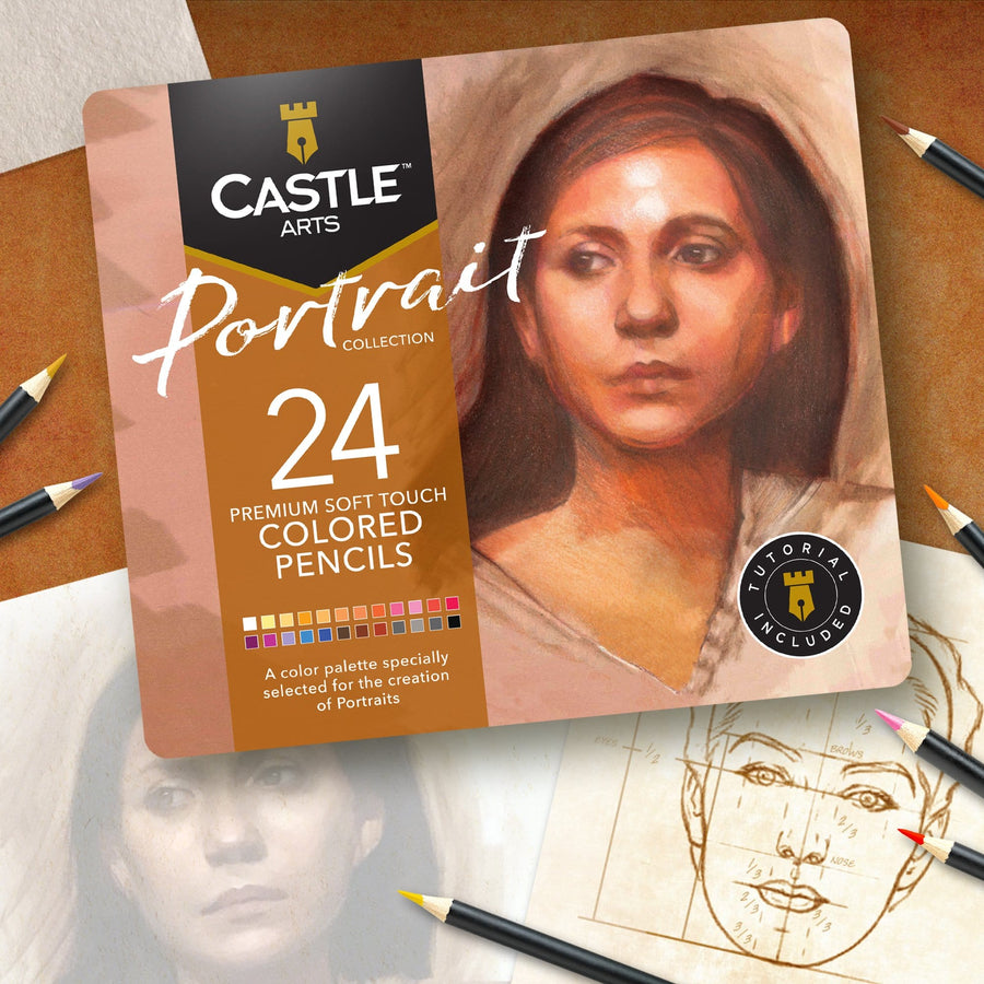 Castle Arts 24 Piece Portrait Colored Pencil Set in Display Tin ...