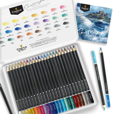 24 Piece Seascape Colored Pencil Set in Display Tin