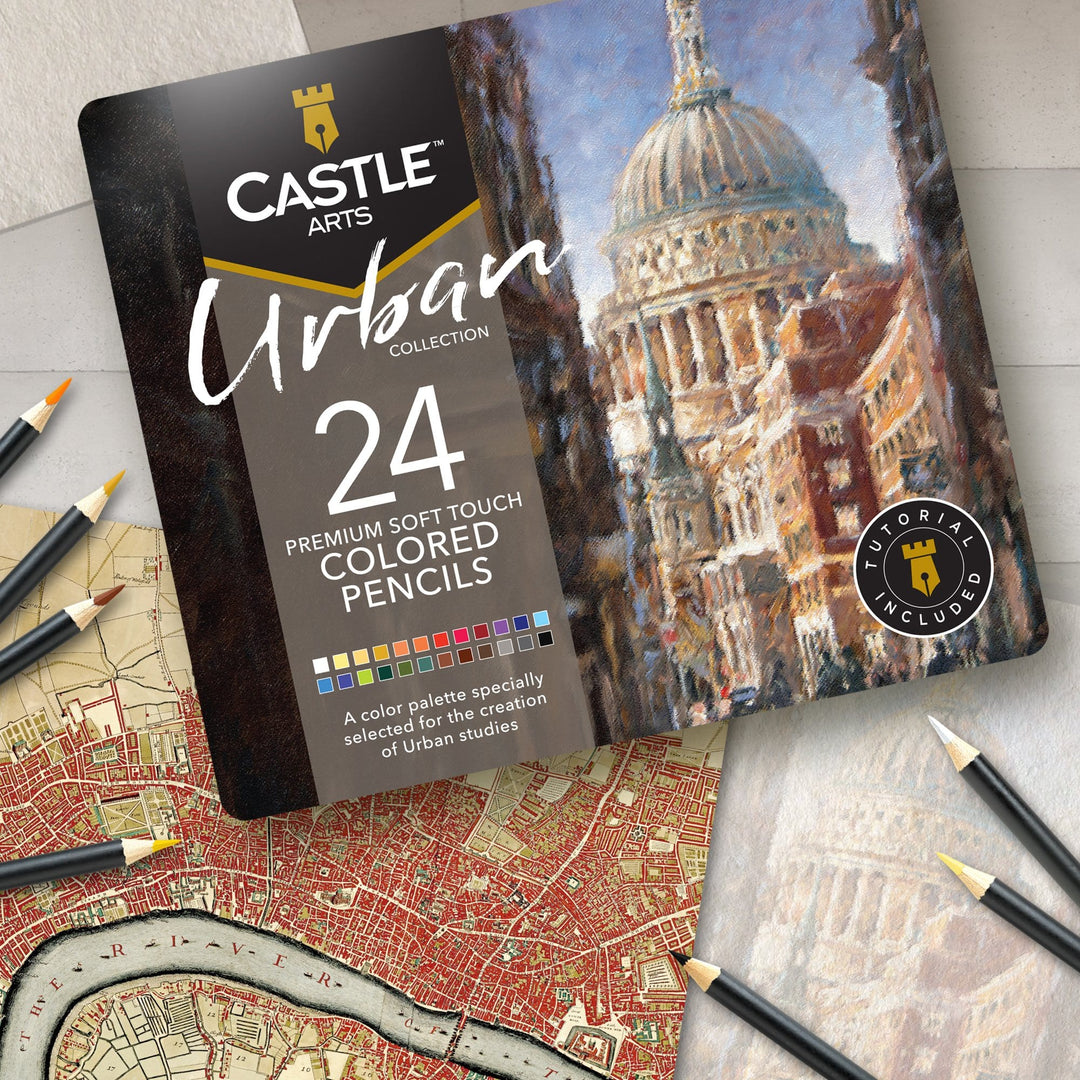 Castle Arts Themed 24 Colored Pencil Set in Tin Box, perfect colors for  Seascapes. Featuring quality, smooth colored cores, superior blending &  layering performance achieving great results - Yahoo Shopping